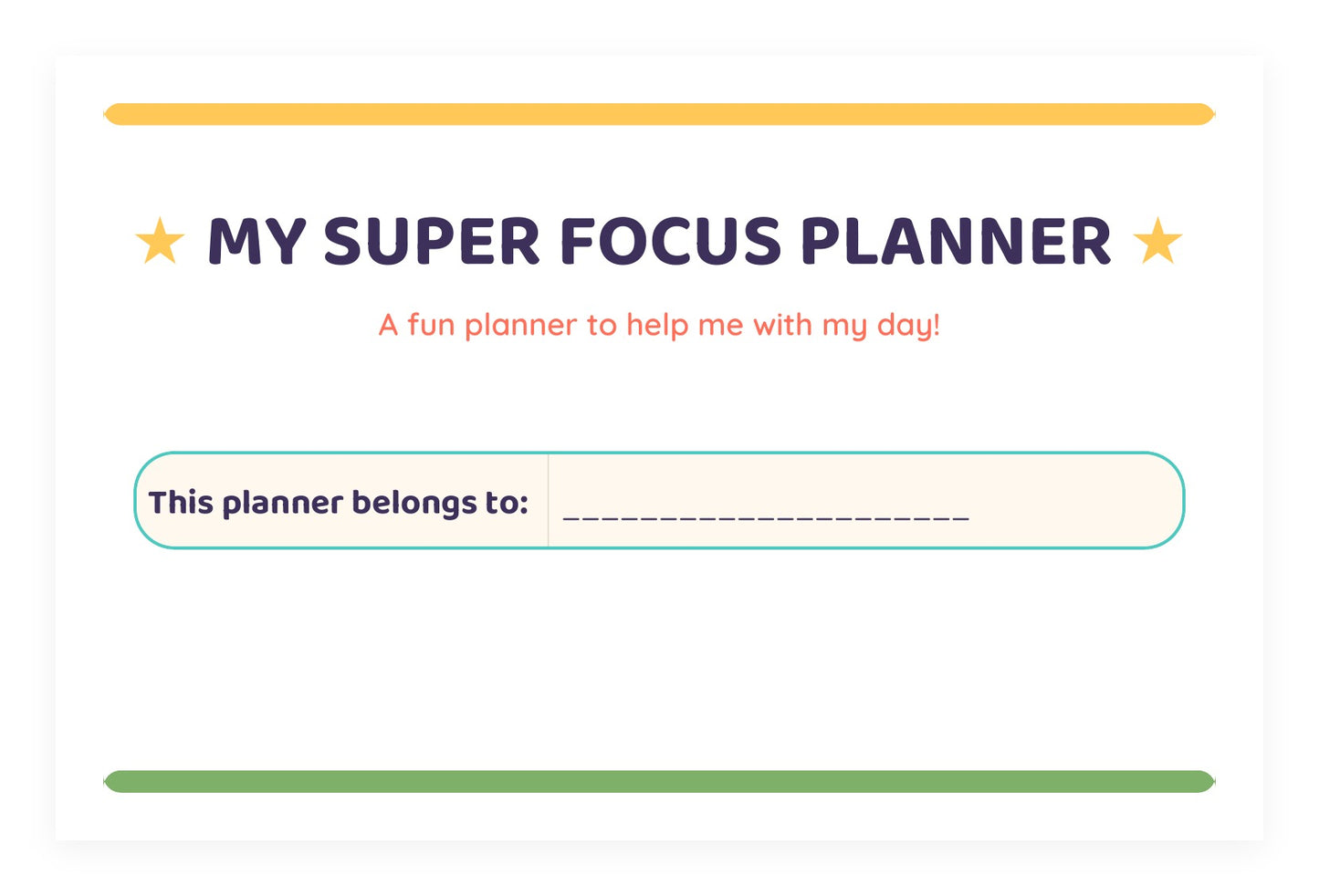 My Super Focus Planner — Kids Routine Chart & Star Reward Chart, Ages 5-8