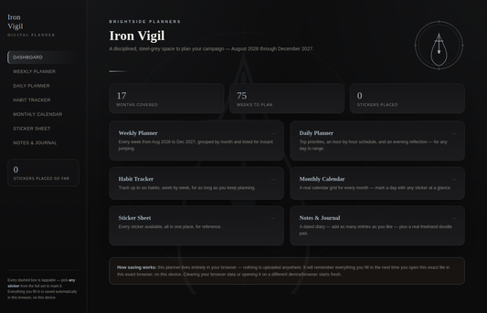 Digital Planner — Iron Vigil (Interactive HTML, Steel &amp; Warrior Themed)